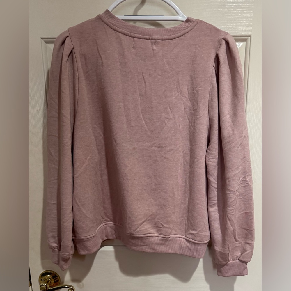 Ethereal puffed sleeves Mauve Fleece lined Sweatshirt in Size XL. - Picture 2 of 5